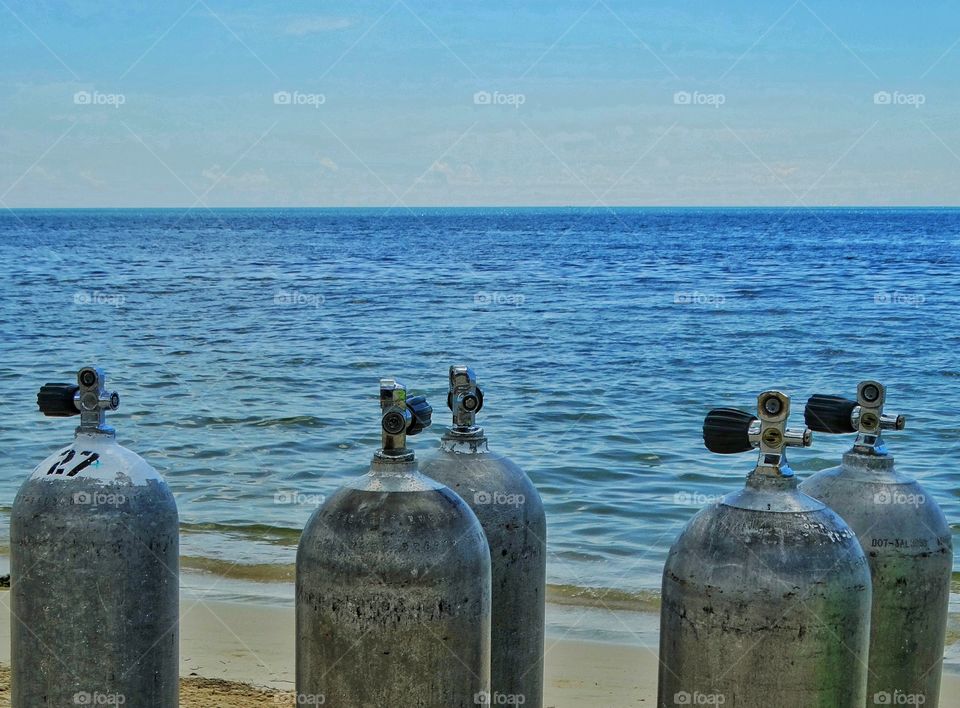 Scuba Tanks On A Beach