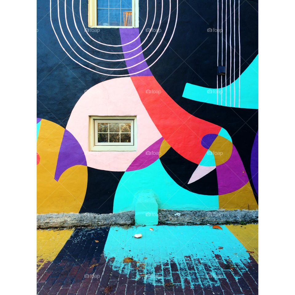 Mural wall art, Baltimore, abstract design paint drip 
