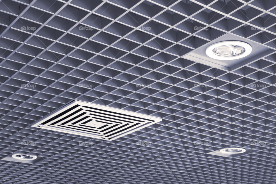 Ceiling with the built in illumination and the hatch for ventilation