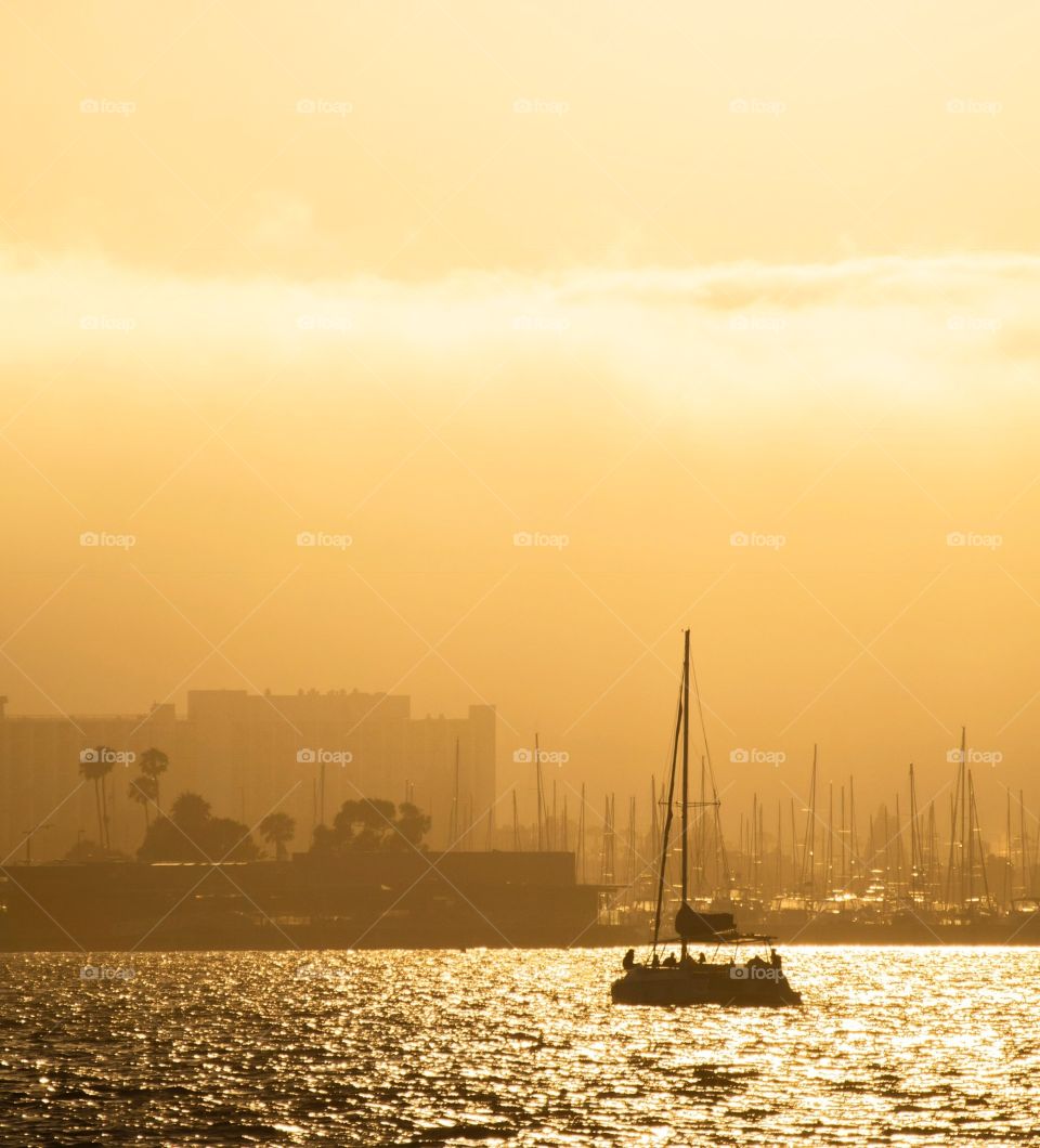 Golden hour by the harbor