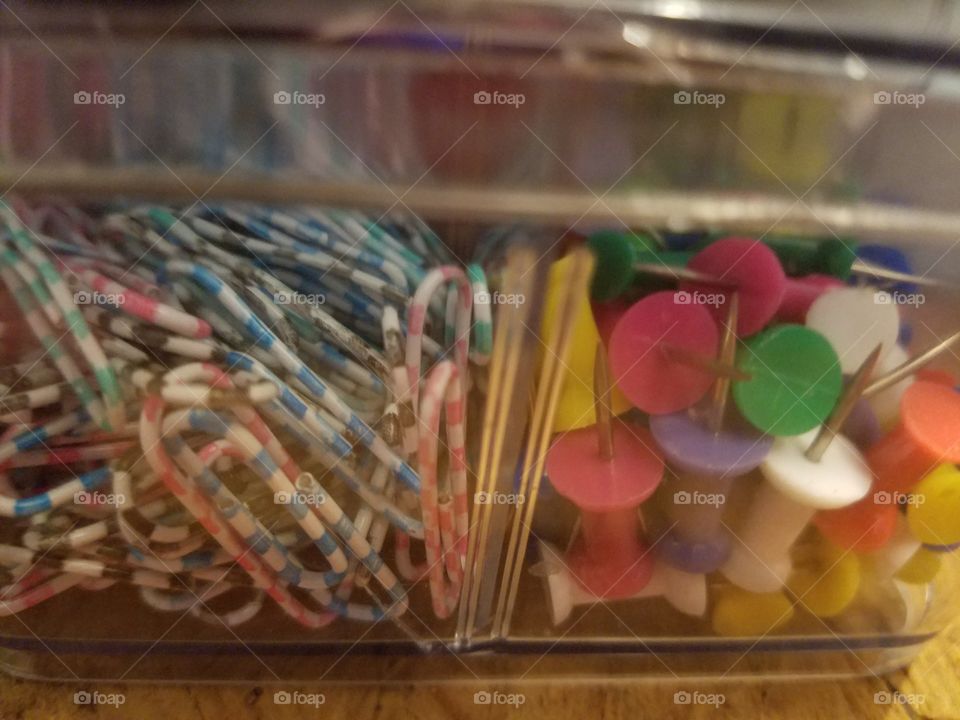 desk paperclips and pushpins