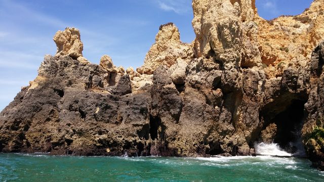 rocks in the Algarve Portugal . cliffs and sea in Portugal 