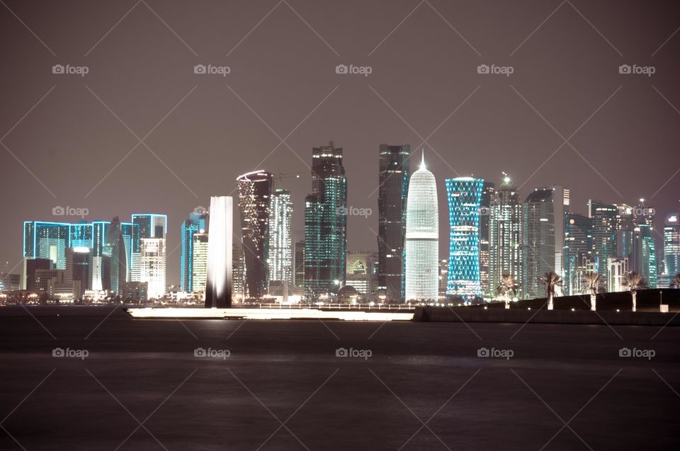 Doha skyline at night