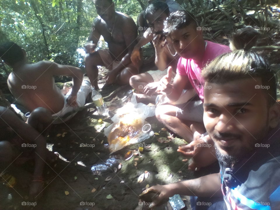 enjoy with my friends in jungle. ...