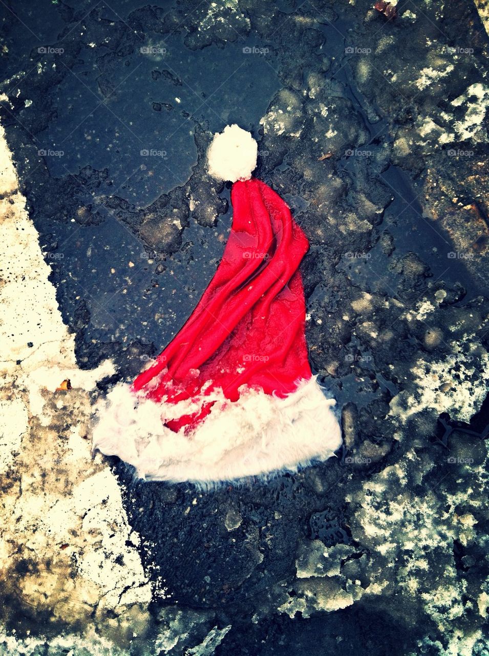 Santa get in slushy puddle