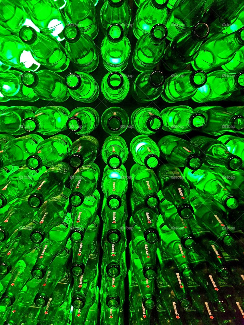 Heineken beer bottles on display 