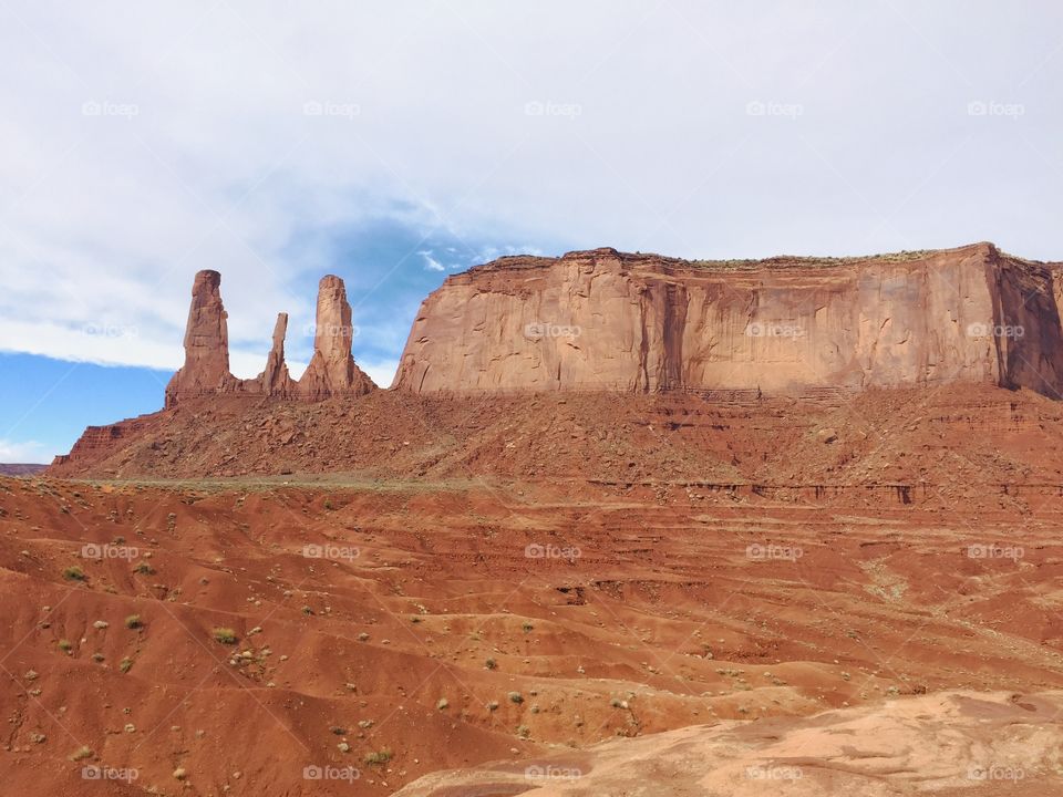 Three sisters in monument valley Utah USA