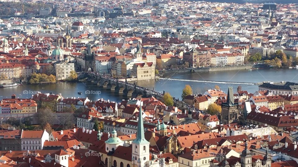 view from prague castle of charles bridge in the czech republic.