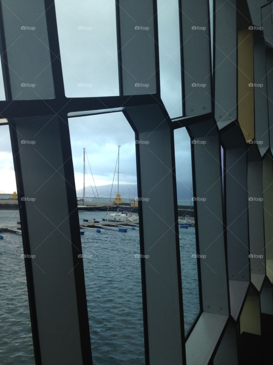 Water views from inside the Harpa concert hall 