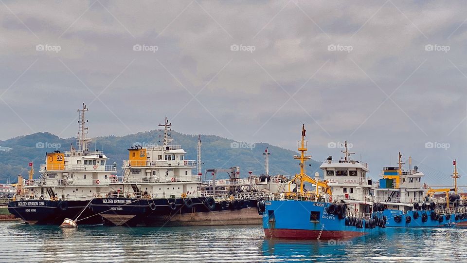 Resting ships at the city pier