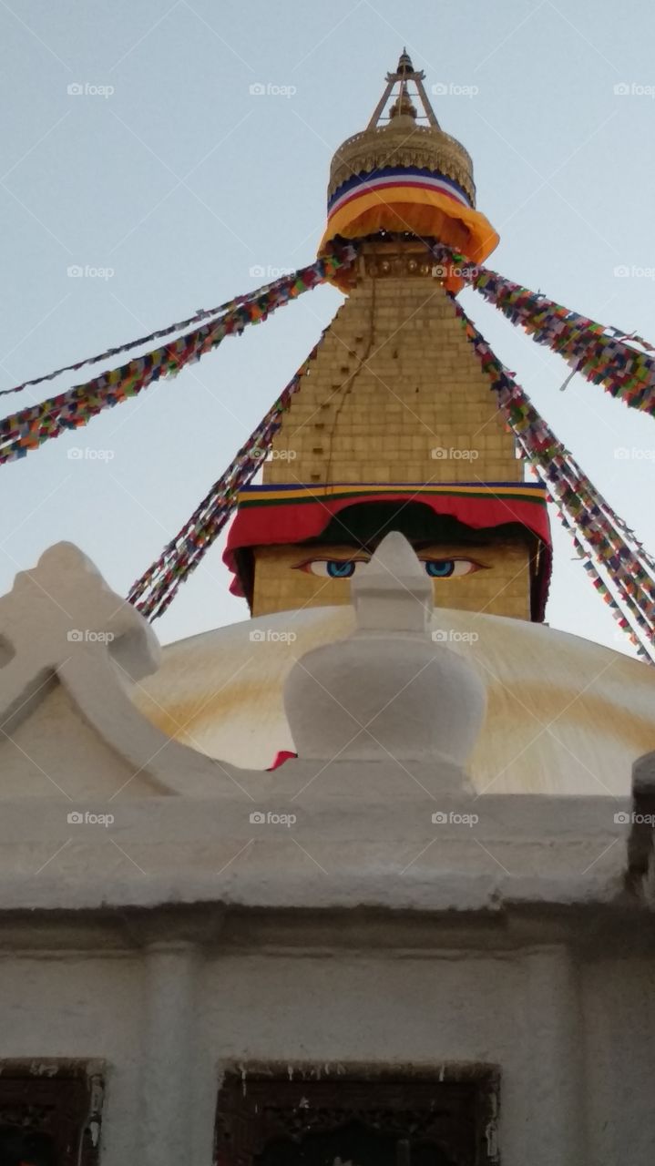 Boudhanath is a stupa in Kathmandu, Nepal. Located about 11 km from the center and northeastern outskirts of Kathmandu, the stupa's massive mandala makes it one of the largest spherical stupa in Nepal.