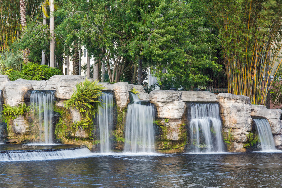 Scenic view of waterfalls