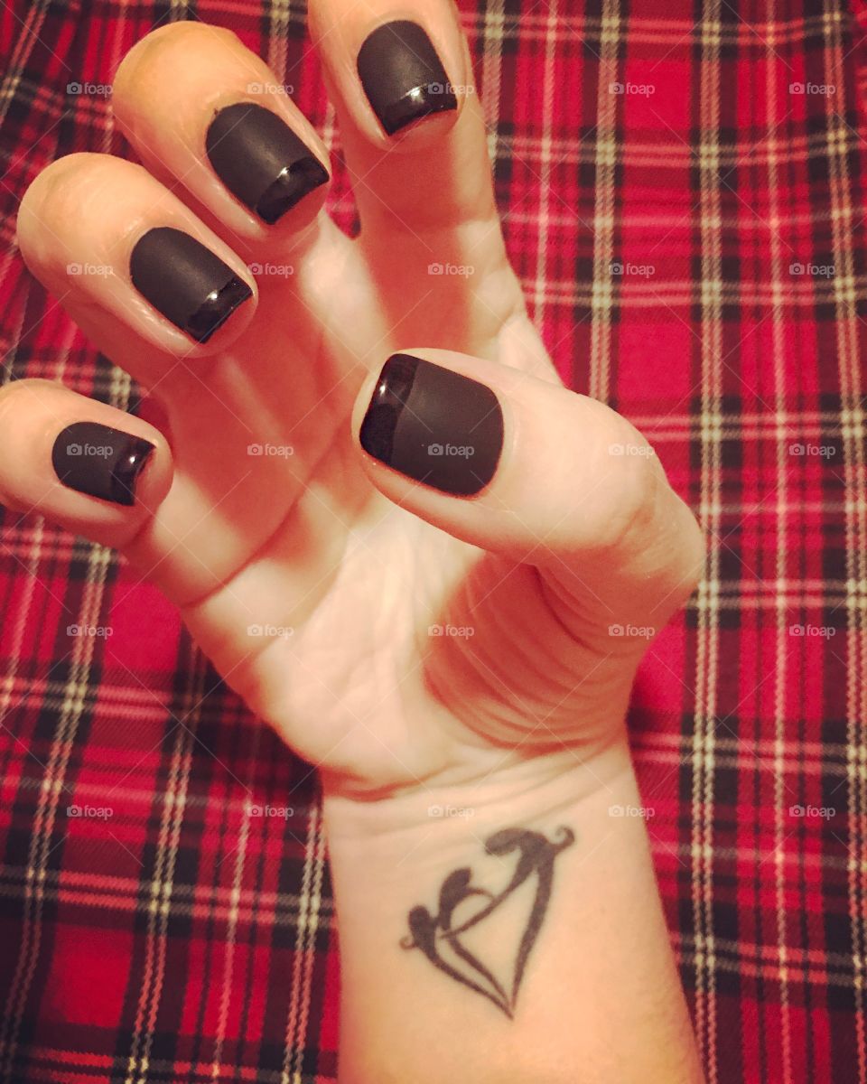 Black nails. 
