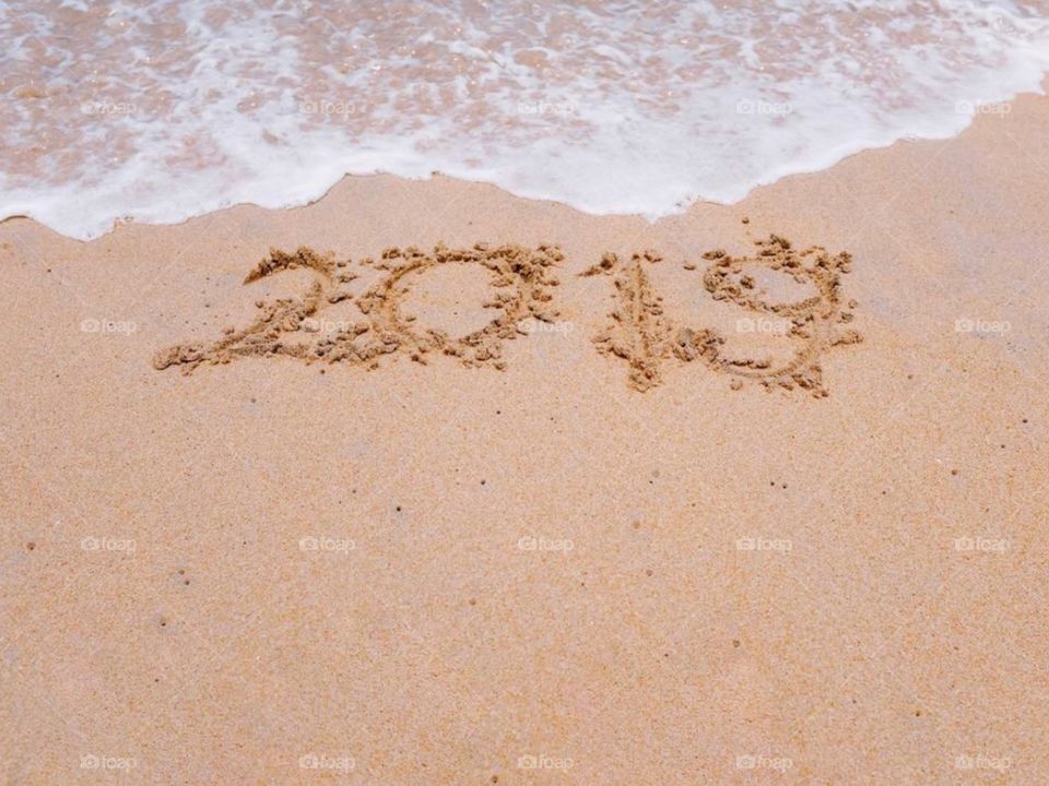 2019 new year on beach