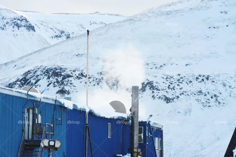 smoke from chimney in Aleutian island