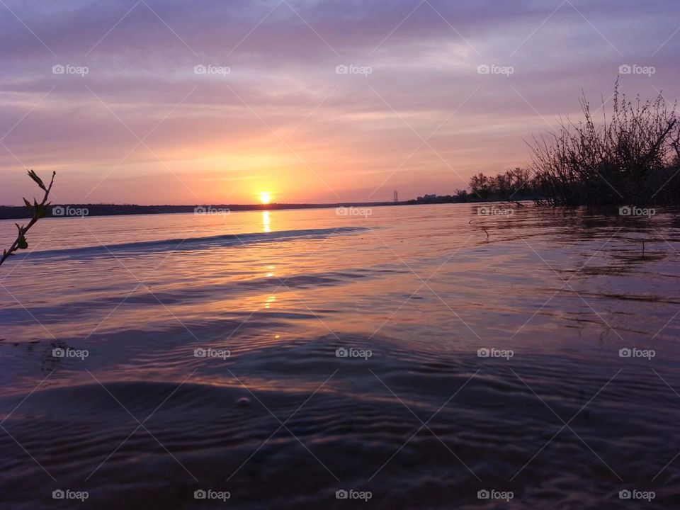 sunset over the river