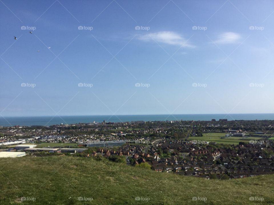 The view of Folkestone from Castle Hill