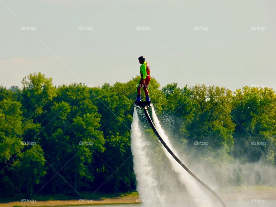 Flying with water. 