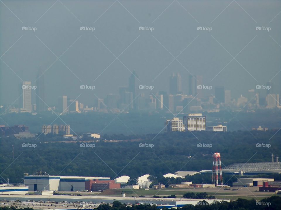 View of Atlanta, GA from the top of Kennesaw Mountain. 