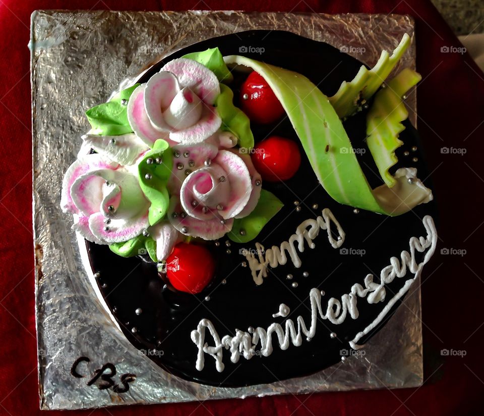 Happy Anniversary . Chocolate ruffle cake