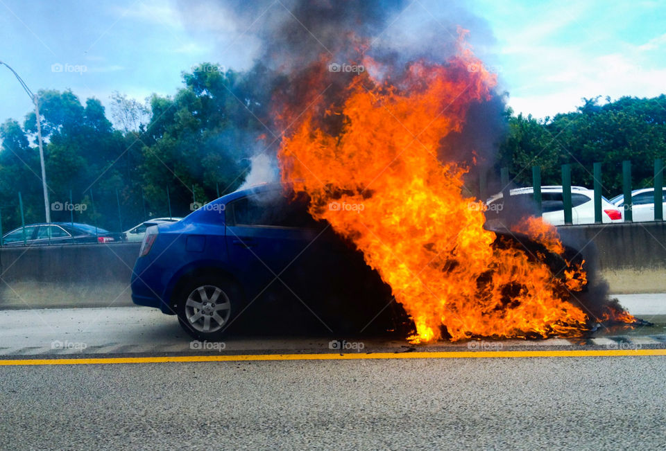 car on fire