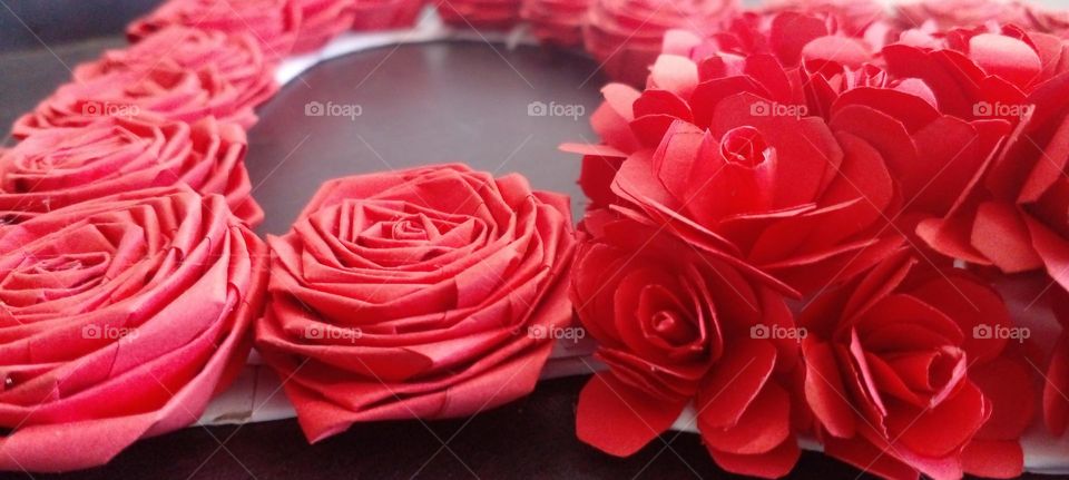 paper art, red rose, rose flowers