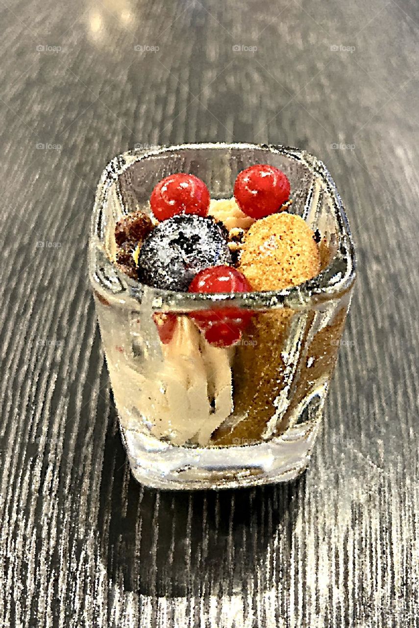 Dessert with fresh berries 