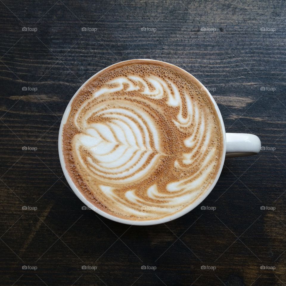 High angle view of coffee cup