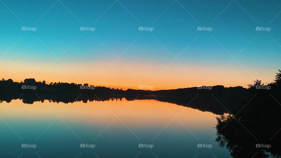 Sunset on lake