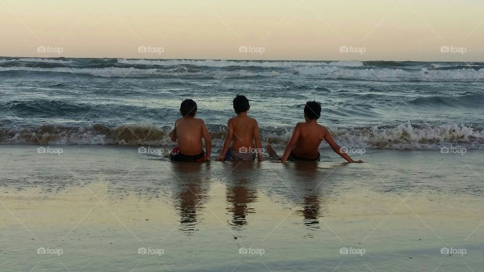 Sunset in the calm sea