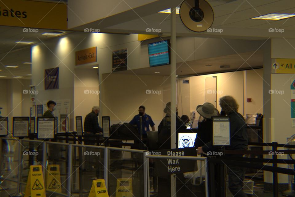 Security Check Line Before Boarding at the Airport