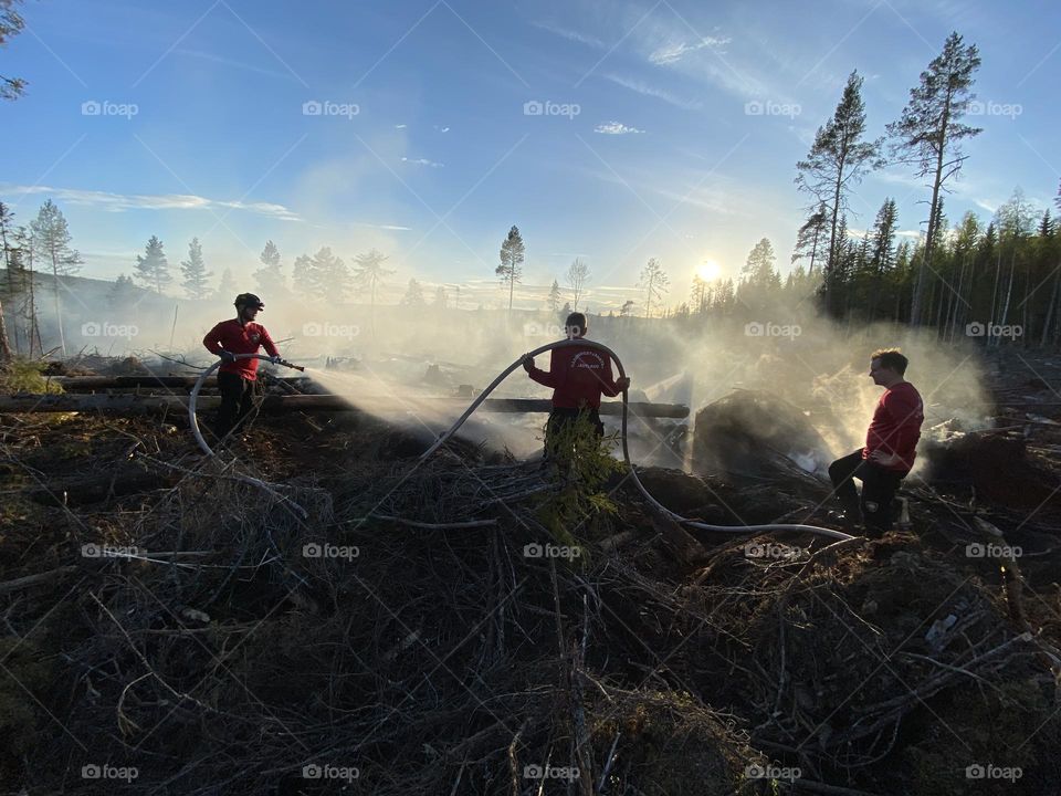 Firefighter on a wildfire 