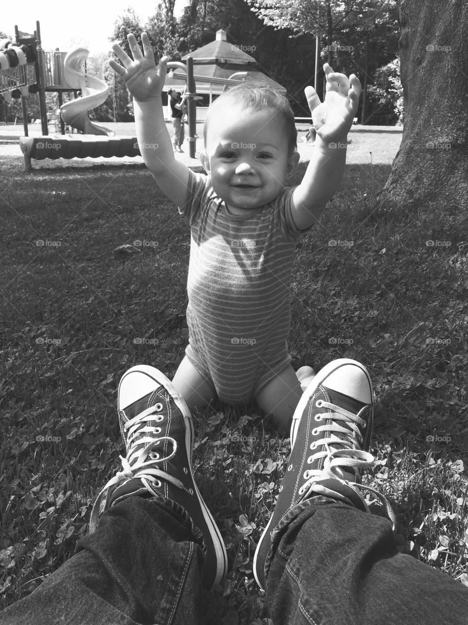 Child playing with parents