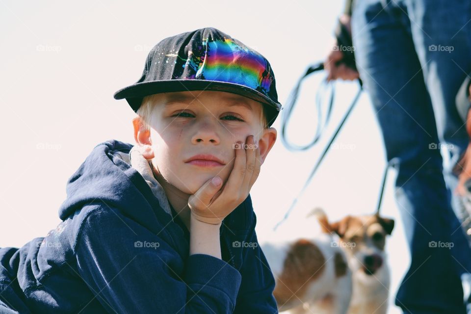 Boy taking a break during a walk