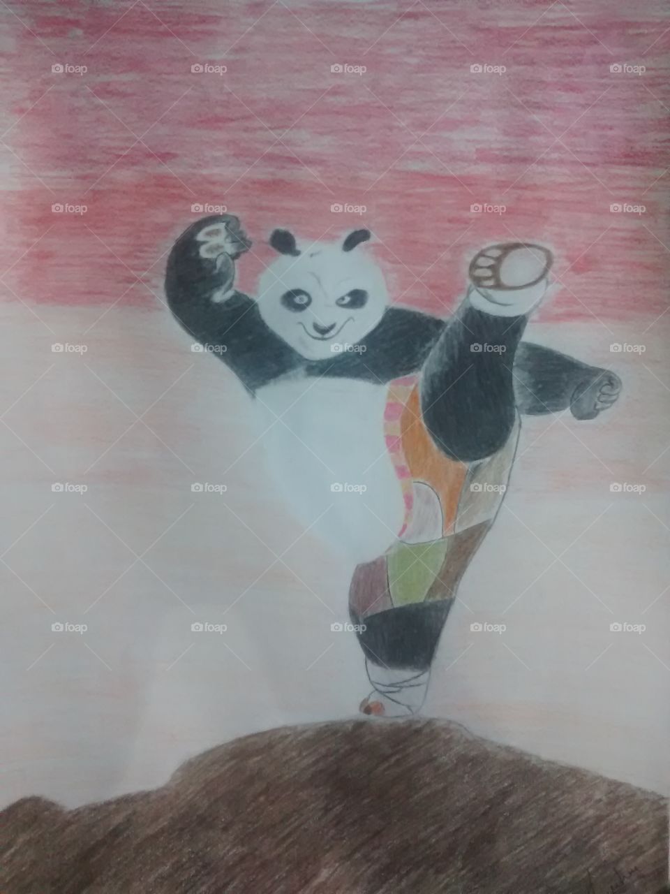 Everybody is Kung Fu fighting !!! 

Kung Fu Panda , made from water colour pencils ...