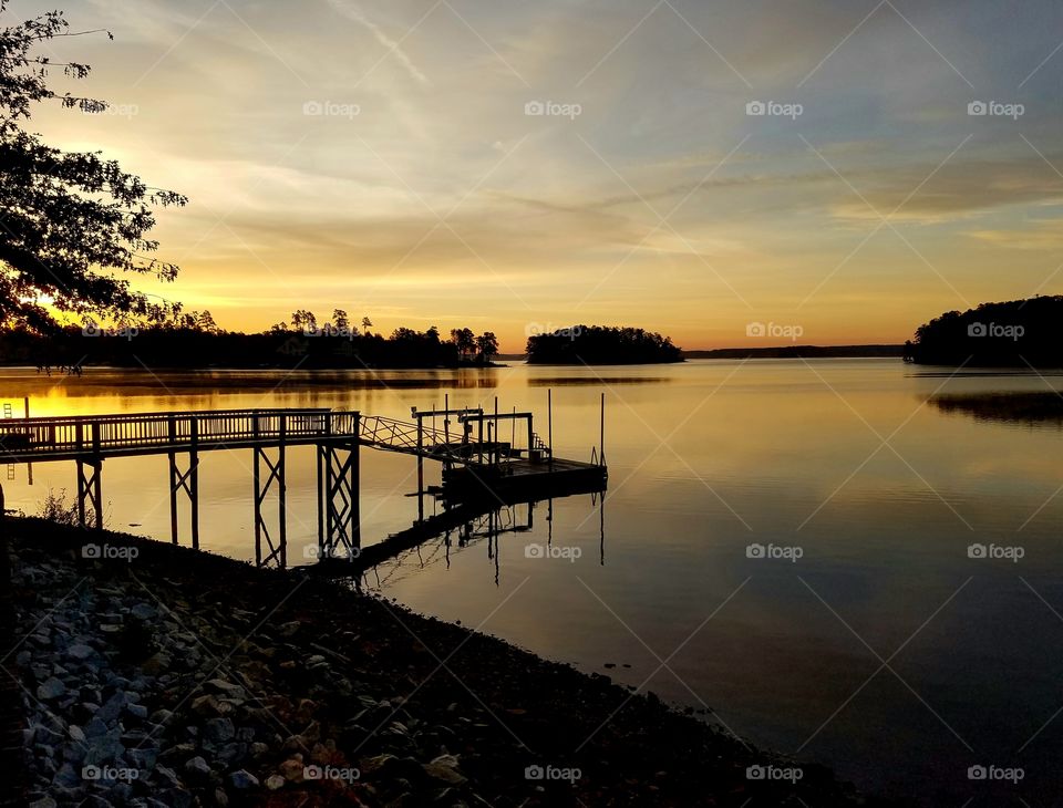 Morning on the lake with dock