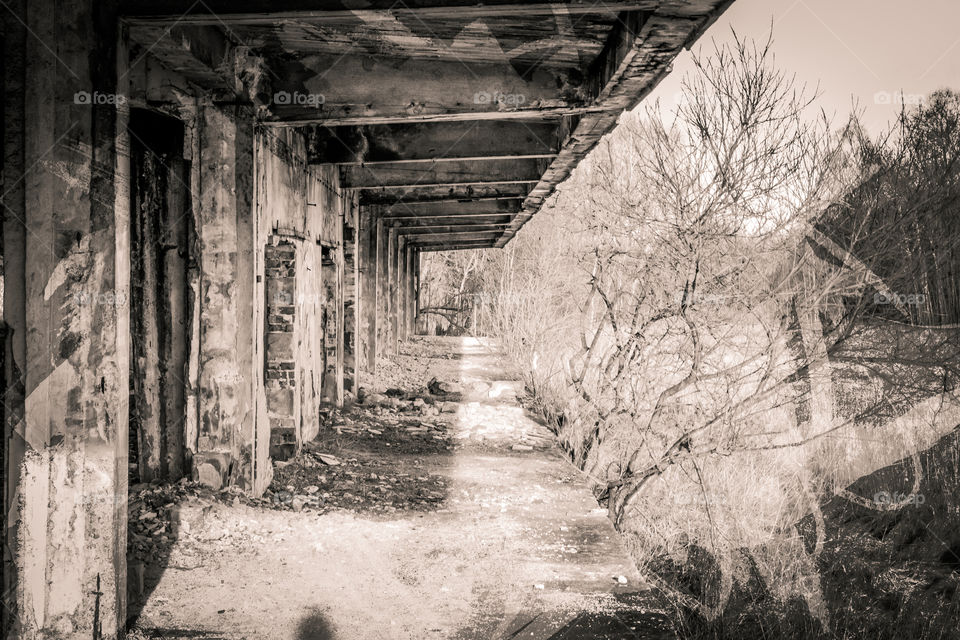 Old WWII ruined german train station