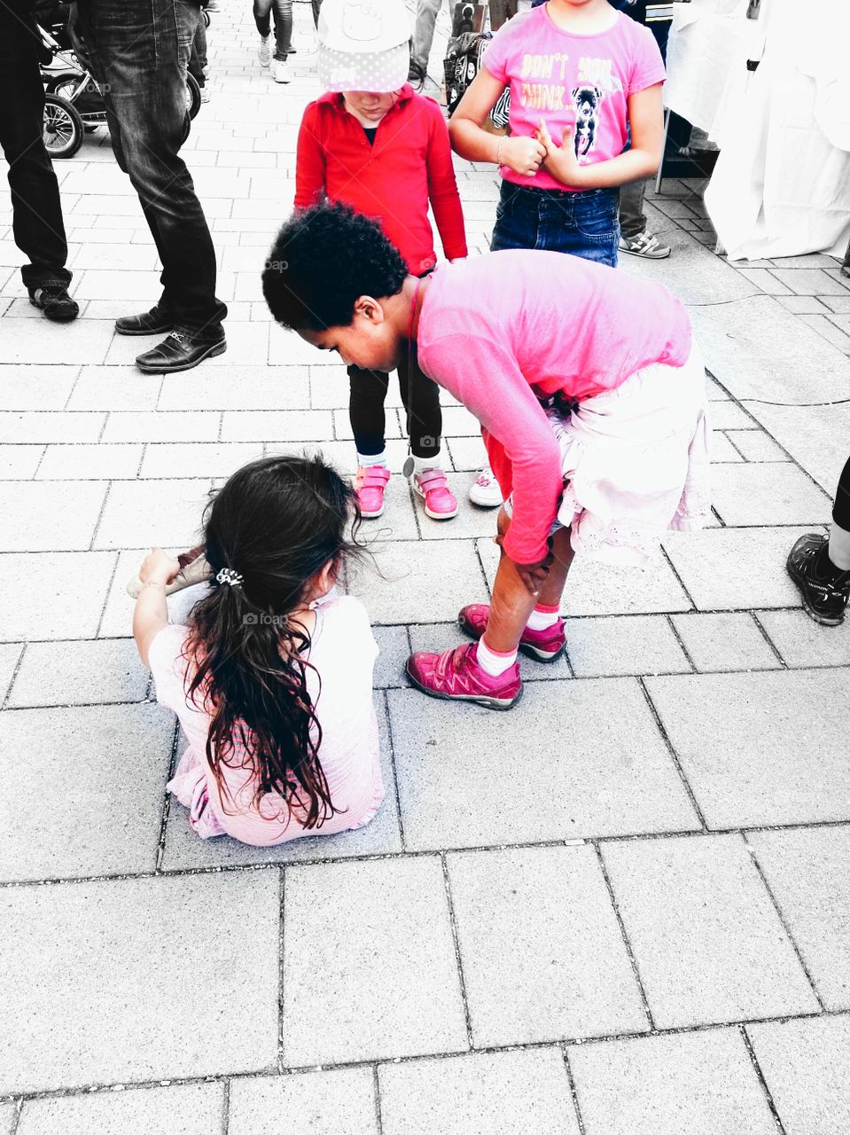 children playing on the street