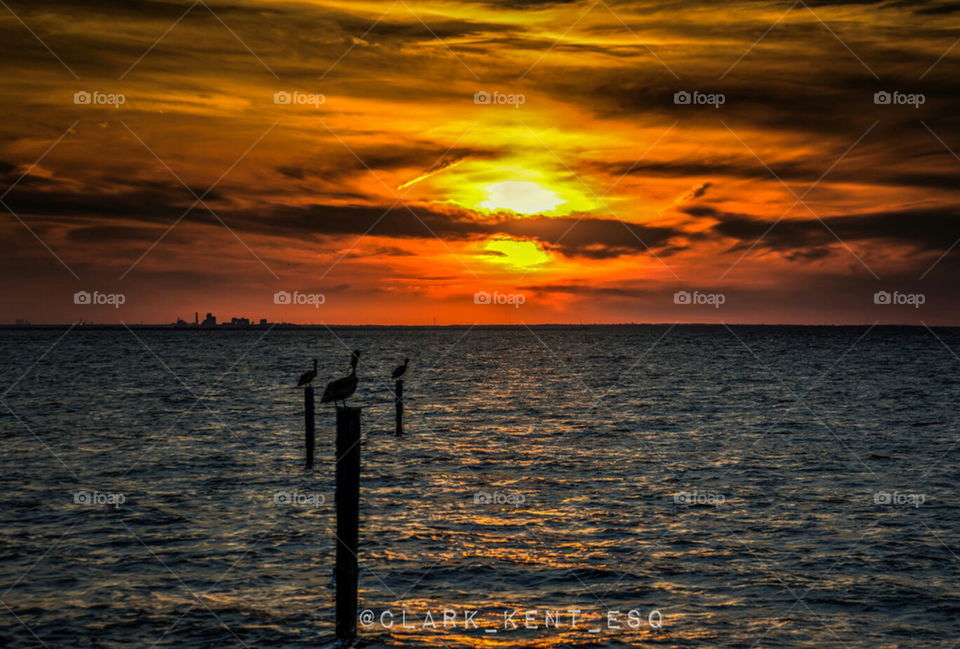 Sunset over Mobile Bay from Point Clear, AL
