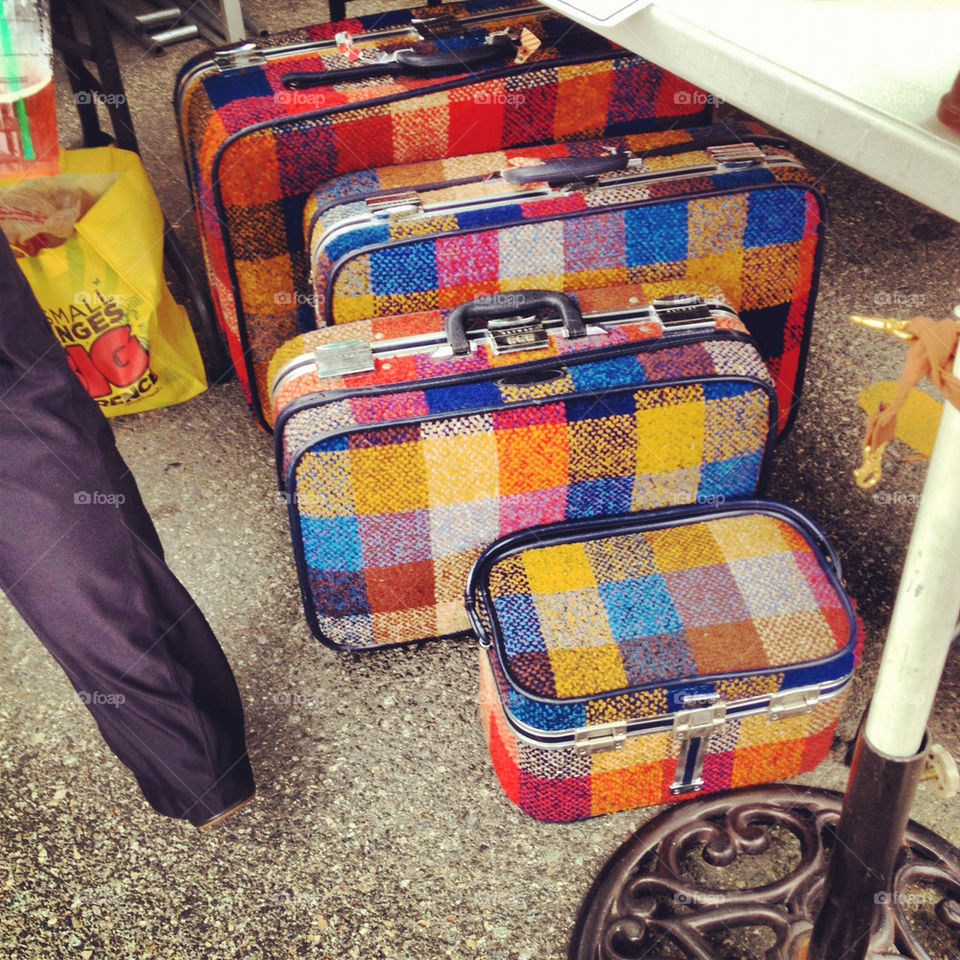 color vintage train suitcase by annieadj