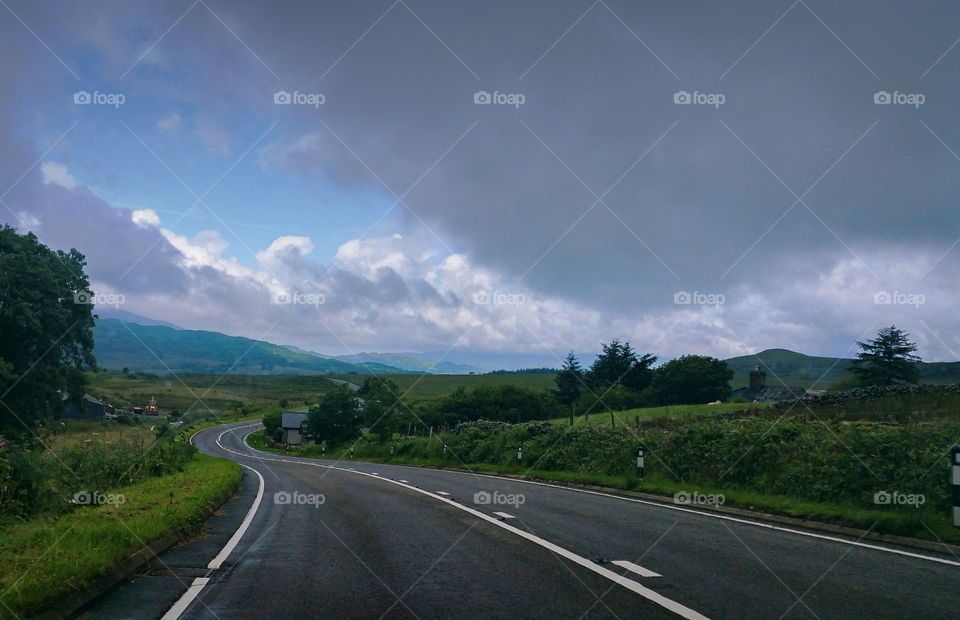 Scenic view of road in wales