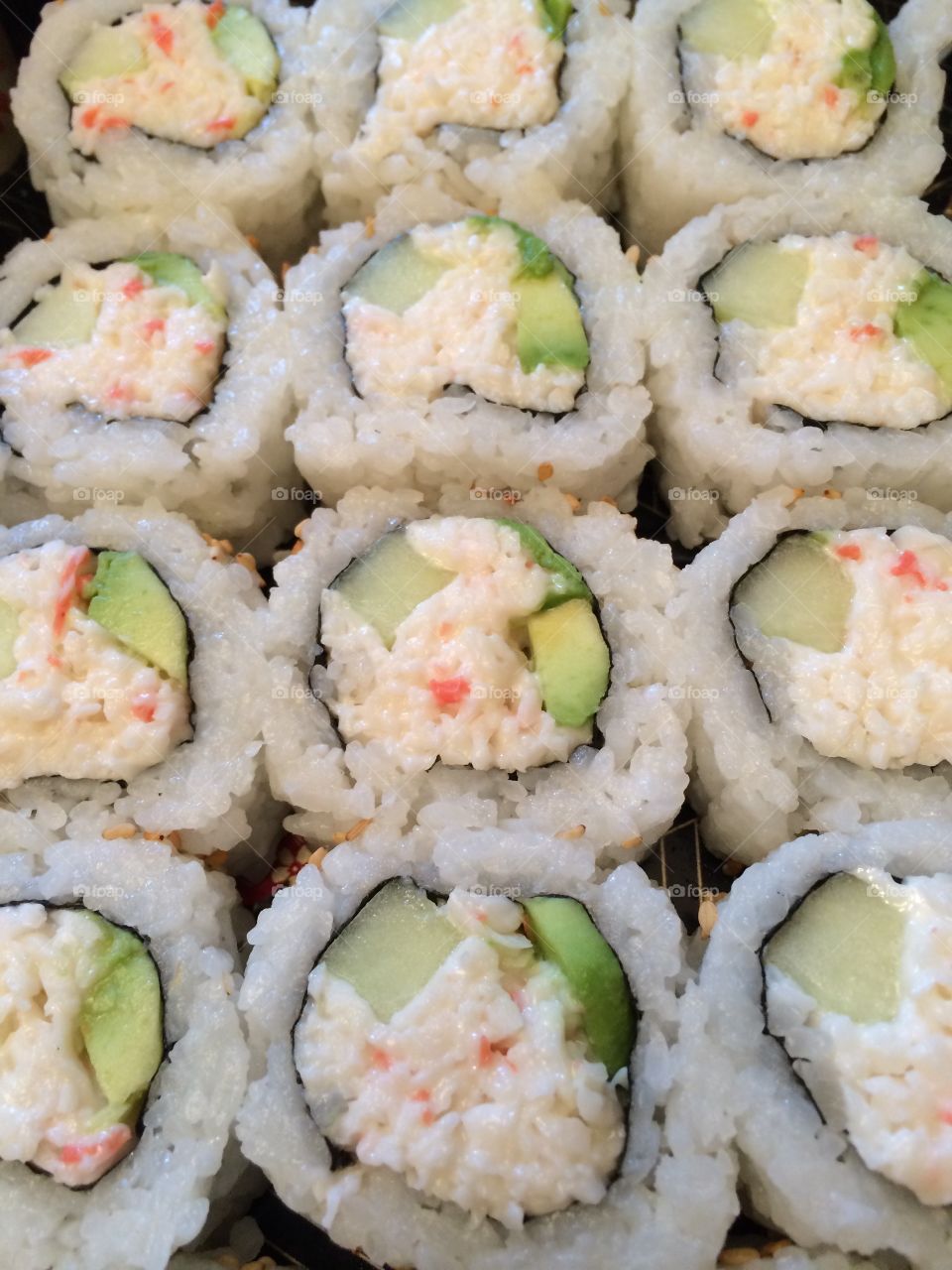 Full frame of sushi rice