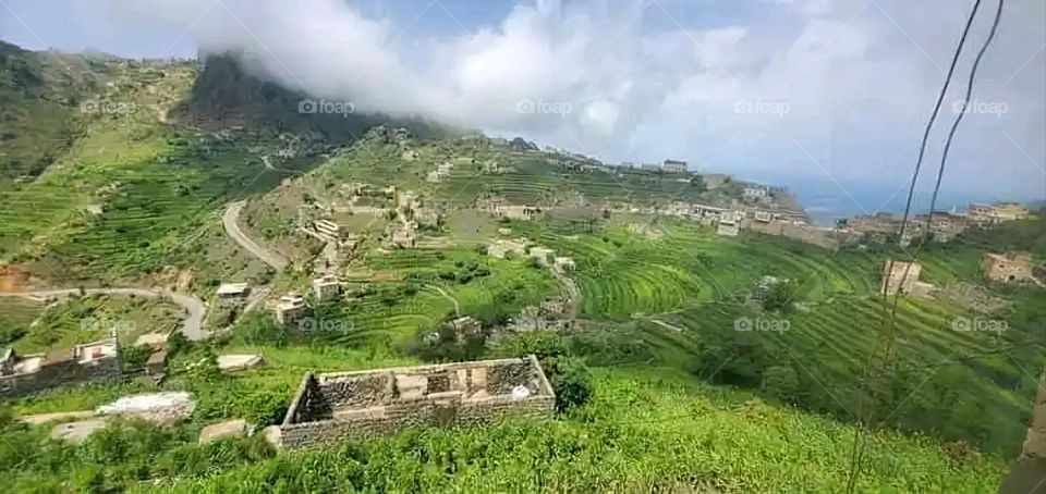 Glory be to God, the magnificent and picturesque view and the natural green trees are a view that is nothing more wonderful than it
