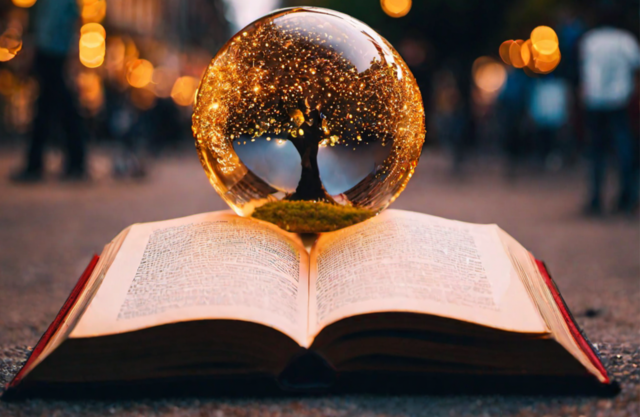 crystal ball and book