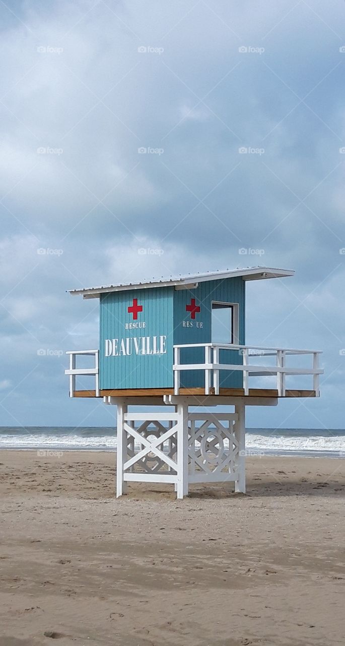 rescue booth on the beach of Deauville