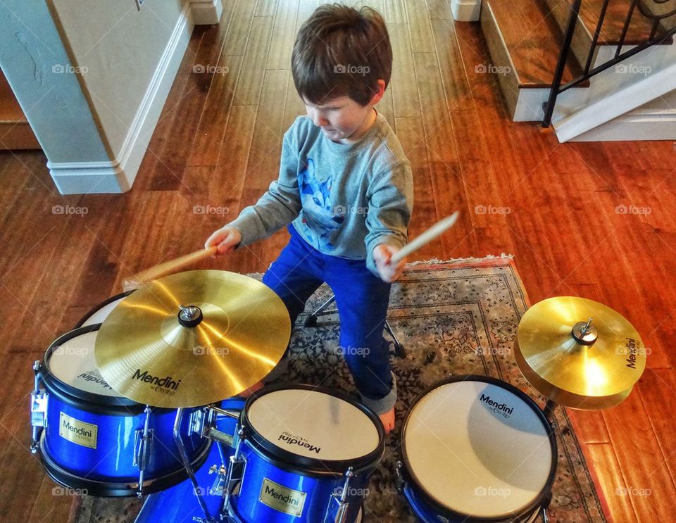 Boy Playing Drums