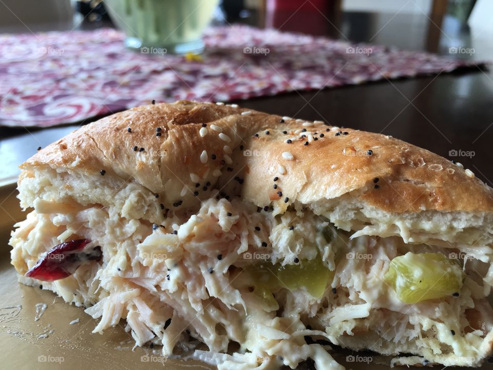 Chicken salad on an everything bagel! 