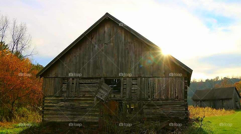 Rustic Old Barn - Sunbeam - Country -Fall