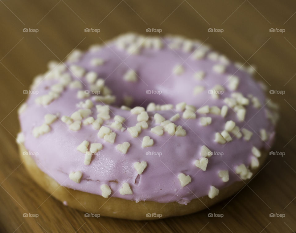 Close-up of pink donut