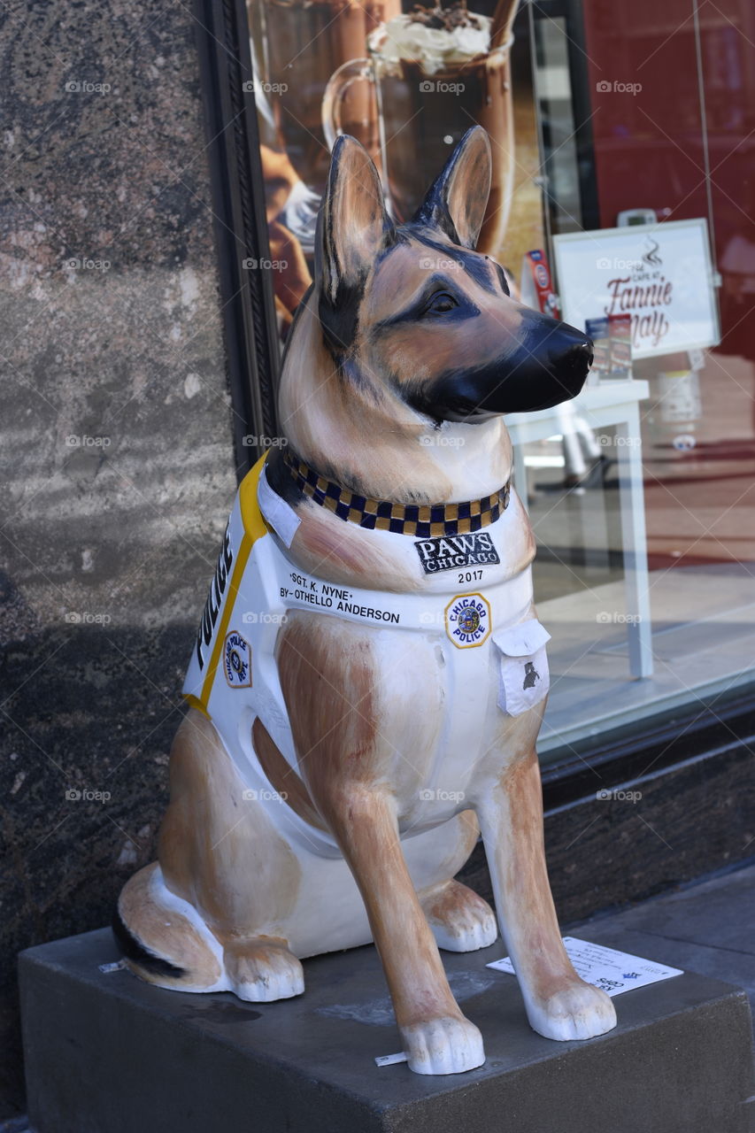 Statue of police dog in Chicago